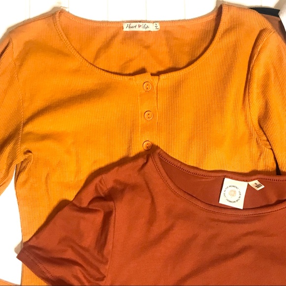 Bundle of 3 Orange Tops Heart & Hips and Others - Picture 2 of 9